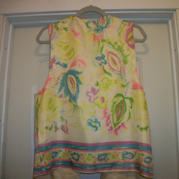 BOHO HIPPIE 70S YELLOWS PASTELS PRETTY VEST LG - Picture 5 of 7